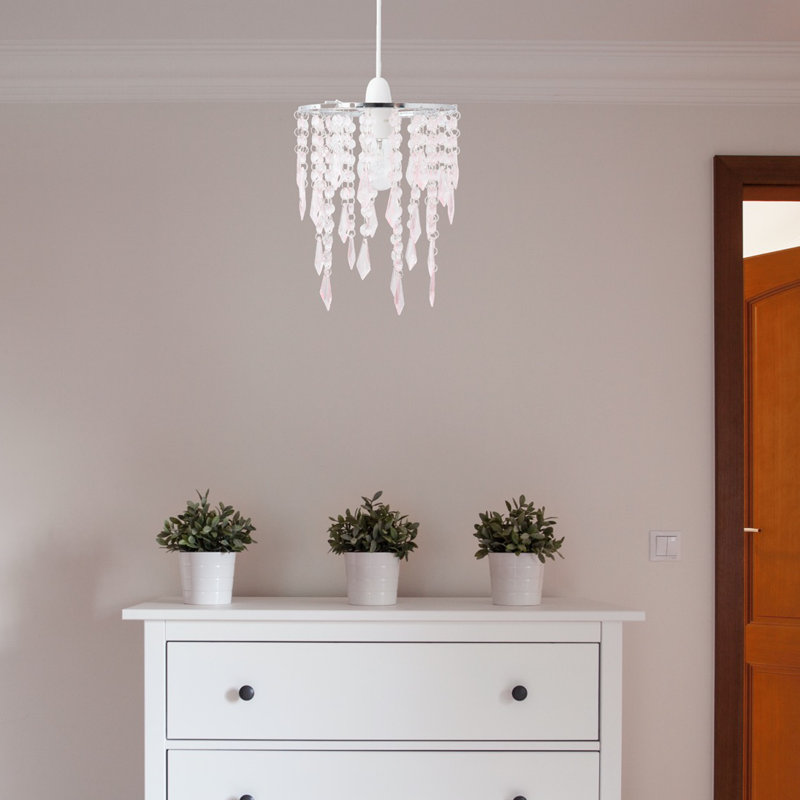 26cm H Plastic Novelty Pendant Shade ( Uno ), Chrome/Pink