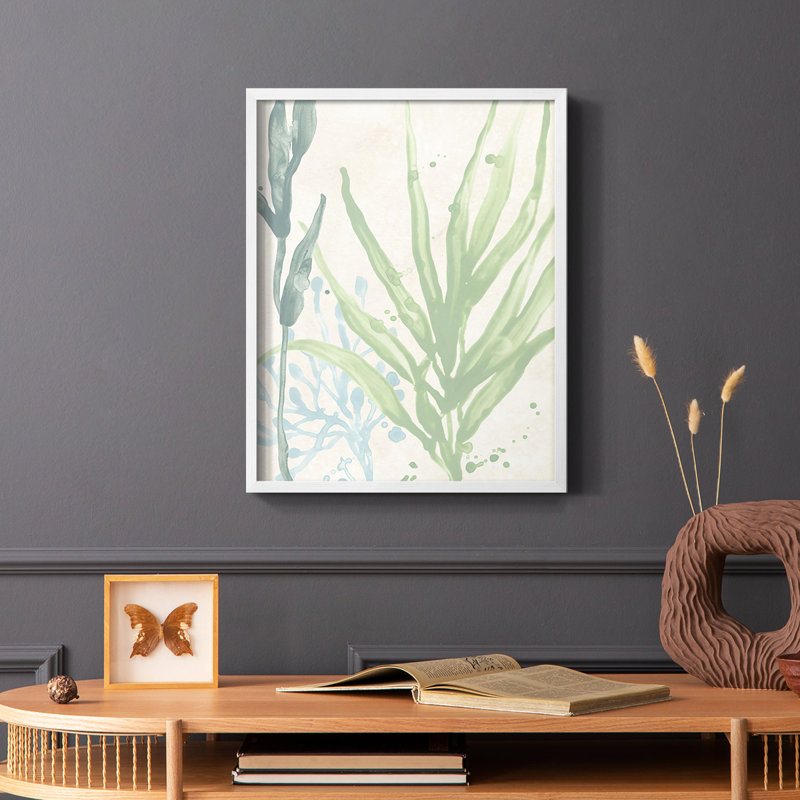 «Swaying Seagrass I», reproduction encadrée - bois massif, H 20 po x l 16 po, Blanc