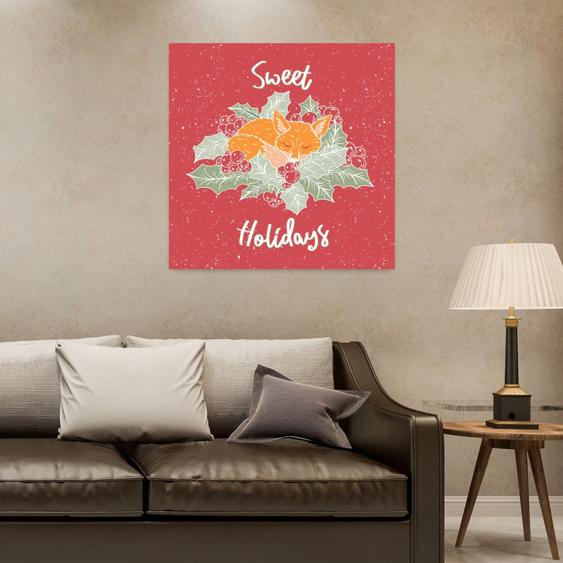 Sweet Sleeping Fox Holidays Peaceful Serene Abstract Fox Nature Winter Wall Art Print 1 Piece Wrapped Canvas Wall Art