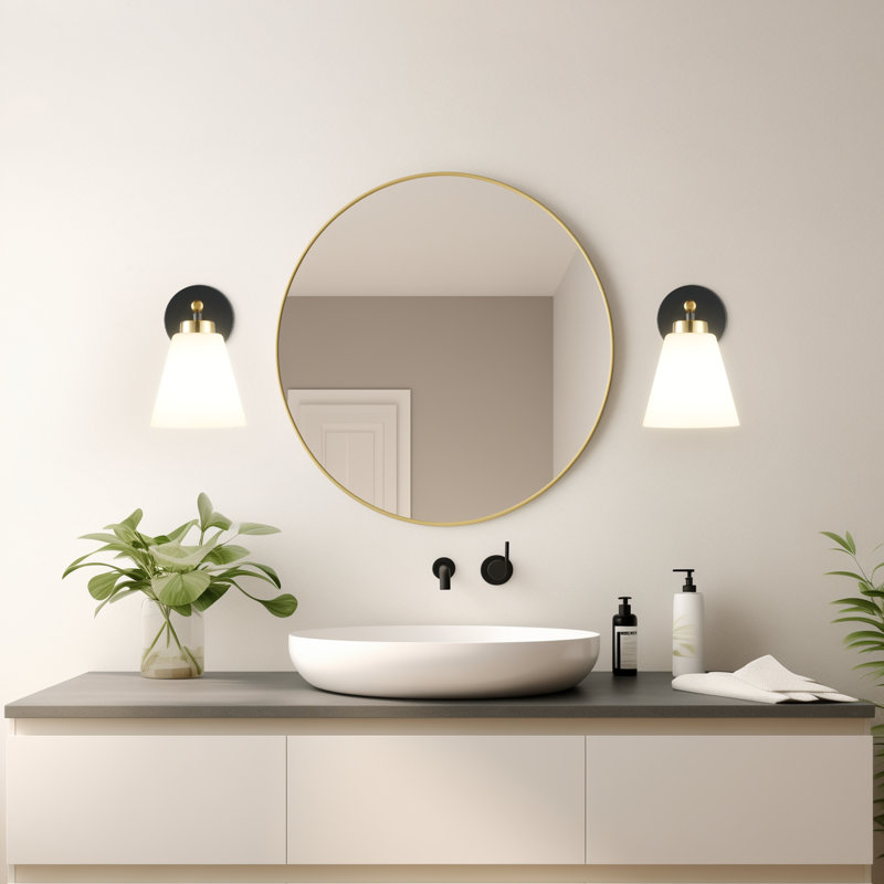 Appliques murales noires pour salle de bain, Blanc, Or / noir mat