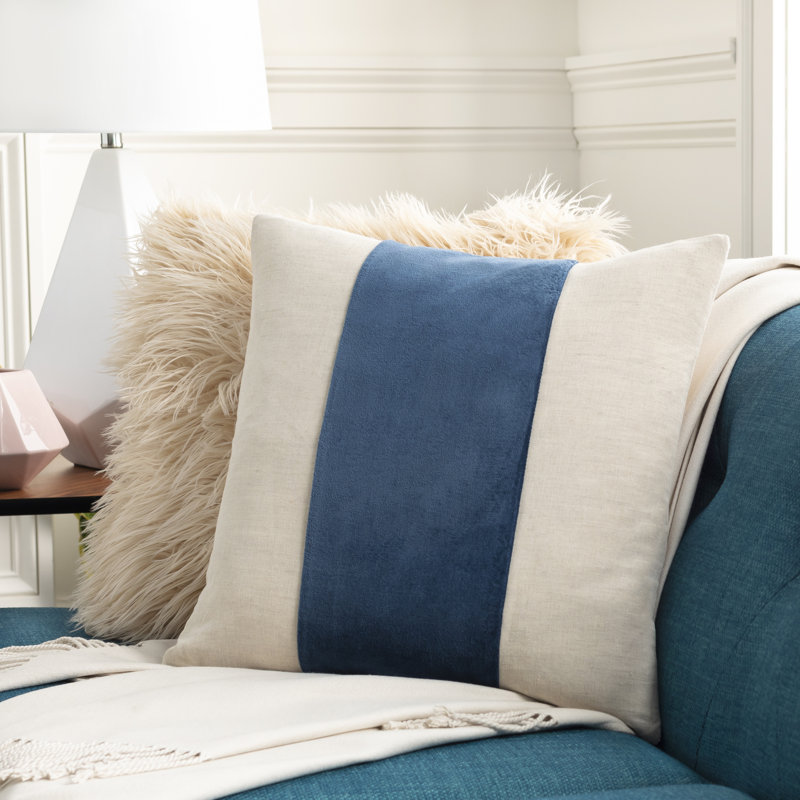 Housse de coussin Kat, Rouge brique / beige clair, 20 po x 20 po, Housse de coussin seulement - sans coussin