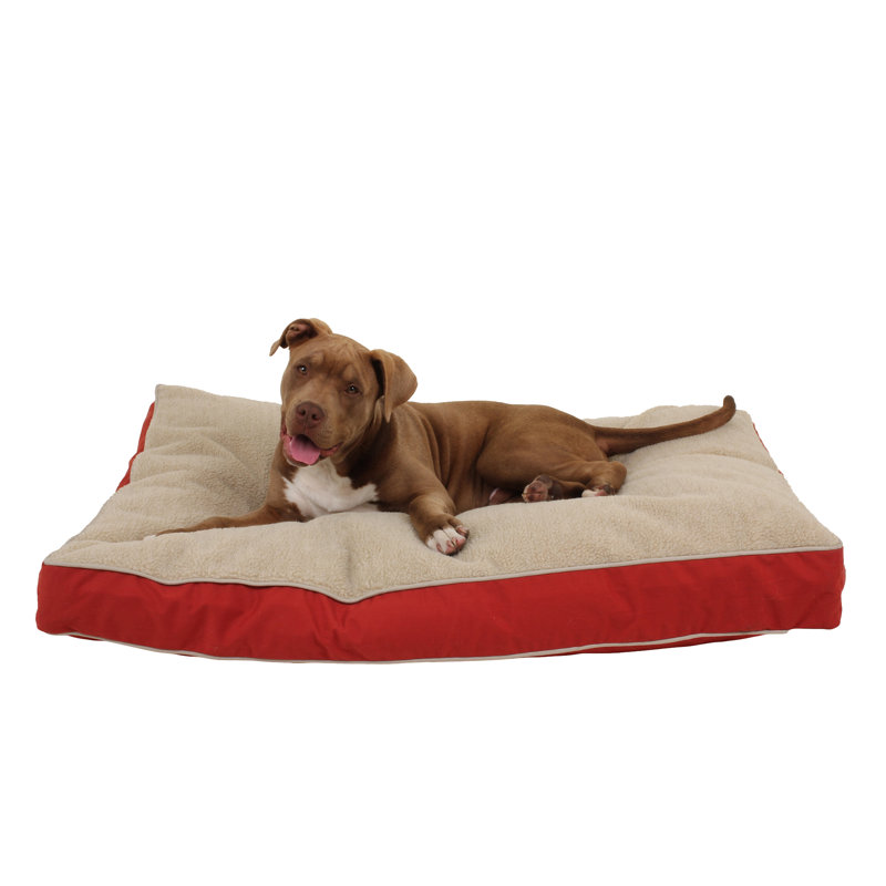 Lit réversible quatre saisons pour animaux avec housse amovible, Grand (l 42 po x P 30 po x H 4 po), Rouge campagnard