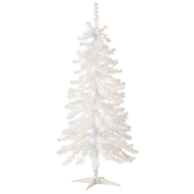 White Iridescent Tinsel Tree with Clear Lights