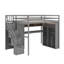 Structure de lit mezzanine avec garde-robe et bureau intégrés, tablettes et lumières DEL-1048186581