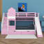 Lit superposé simple au-dessus de simple, lit superposé château avec 2 tiroirs, 3 tablettes et glissade, lit superposé en bois massif-1716009935-1716009920
