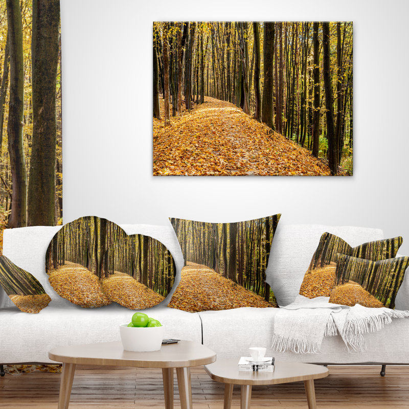 Dense Autumn Forest Woods - Coussin imprimé forêt, 16 po x 1 po, Coussin décoratif