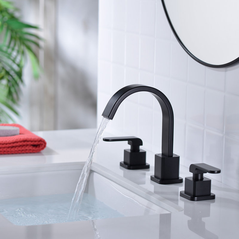 2-handle Bathroom Faucet with Drain Assembly, Matte Black