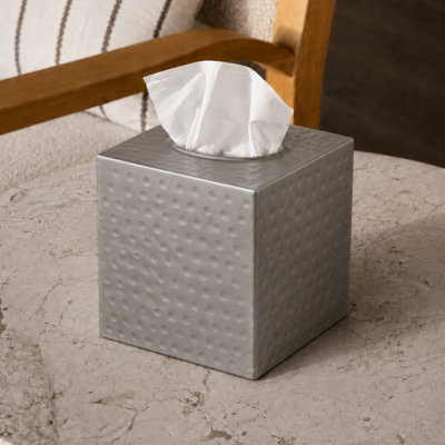 Hand Hammered Metal Tissue Box Cover