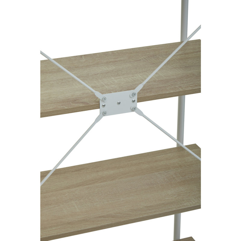 Octa 162cm H x 80cm W Manufactured Solid Wood Etagere Bookcase, White, Natural