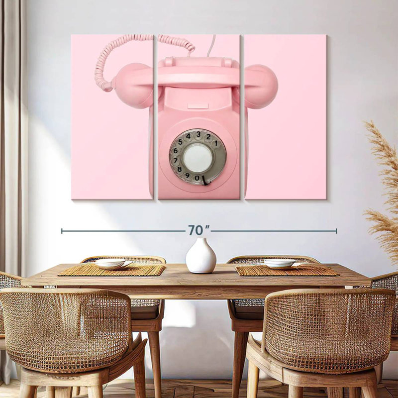 Kerner Pink Rotary Telephone, 24" H x 38" W
