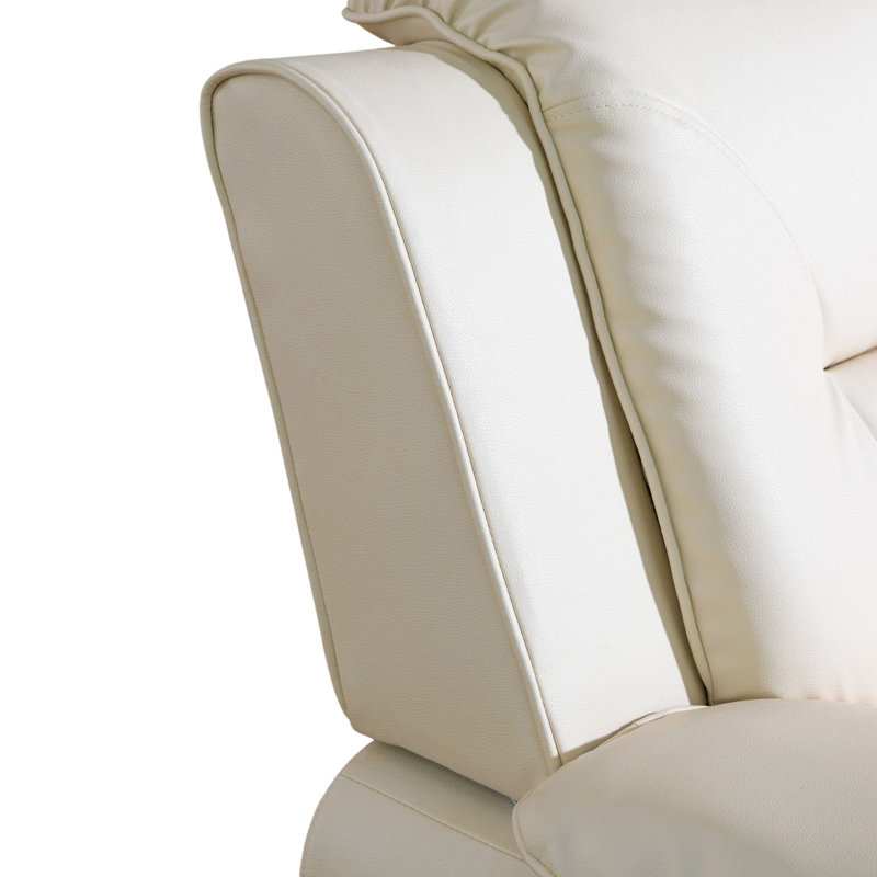 Fauteuil convertible capitonné de 46 po de largeur Dipika, Simili cuir blanc
