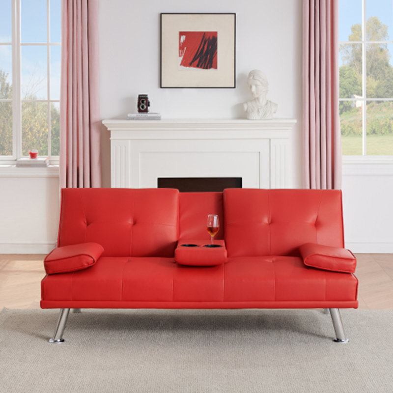 Canapé-lit pliant double en cuir 67 po avec table basse 67 po