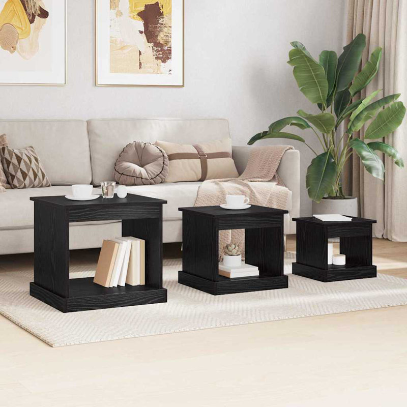 Coffee Table with Storage, Black Oak