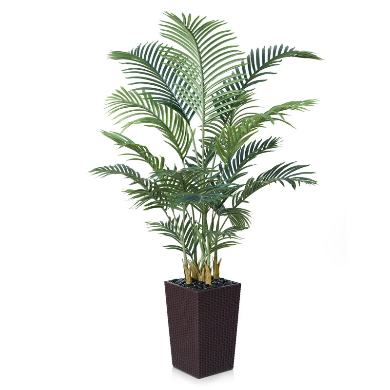 Adcock UV Resistant Artificial Palm Tree, Faux Palm Tree with Decorative Base for Indoor Outdoor, Brown