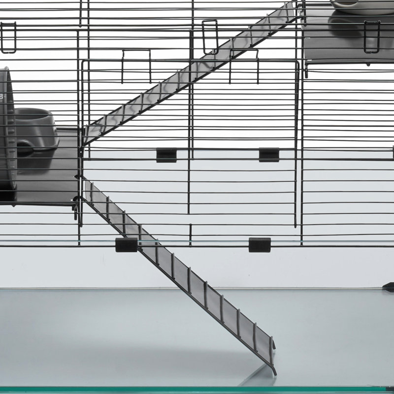 Cage à hamster 22,8 po pour rongeurs, et souris - construction en métal durable, confortable et spacieuse avec trous de ventilation supérieurs, panneaux en acrylique haute transparence, vue à 360 degrés,