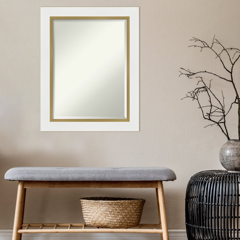 Quade Mirror, 23" x 29", Satin White/Gold