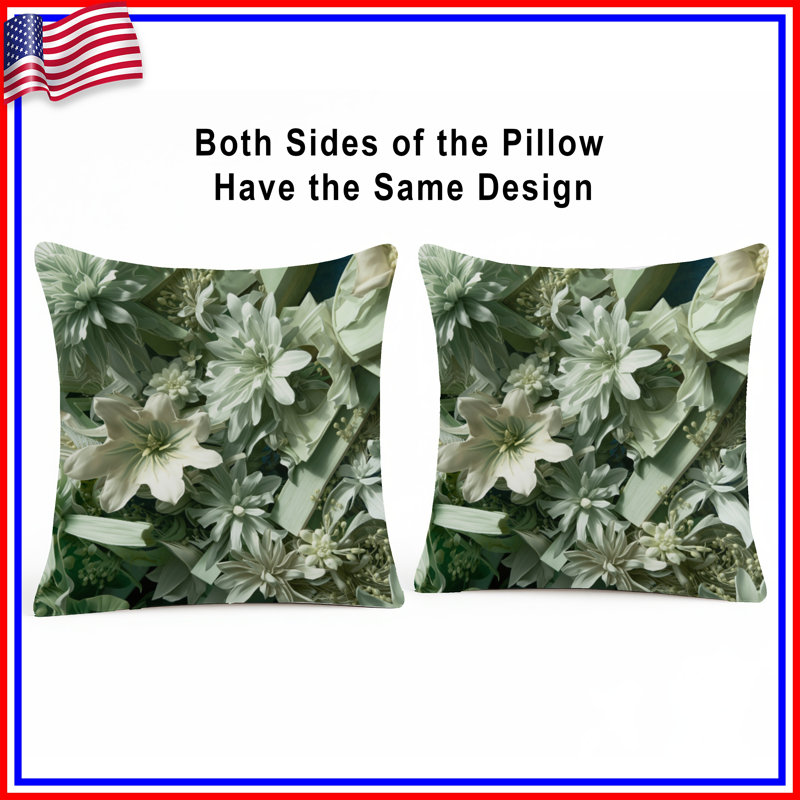 Coussins décoratifs blancs et verts à double face, 26 x 26 pouces