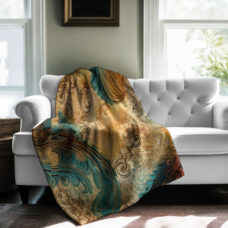 Paisley Elegance - 1 Piece Premium Sherpa Blanket, Queen