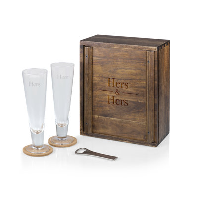 Wedding/Anniversary Hers/Hers Pilsner Craft Beer Set with 2 Beer Glasses - Gift For Beer Lovers