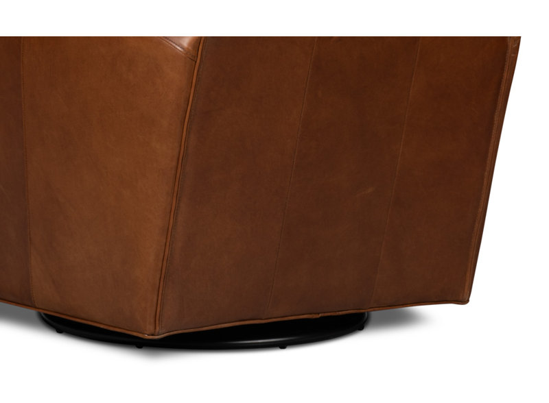 The Taft 32" W Top Grain Leather Swivel Club Chair, Brown Genuine Leather