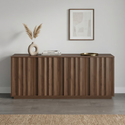 63''W Modern Fluted Sideboard with Adjustable Shelves