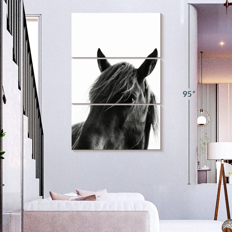 Brampt Wild Black Horse, 57" H x 36" W