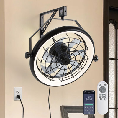 23" Smart Wall Mount Fan with Dimmable LED Light, APP & Remote Control, 3 Color Temperatures, 6 Speeds, Timer, for Bedroom and Living Room