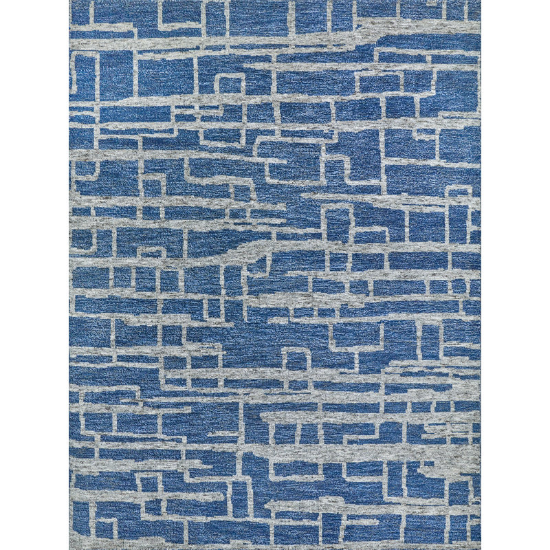 Aldridge hand-knotted Wool/Bamboo Silk Blue/Gray Area Rug