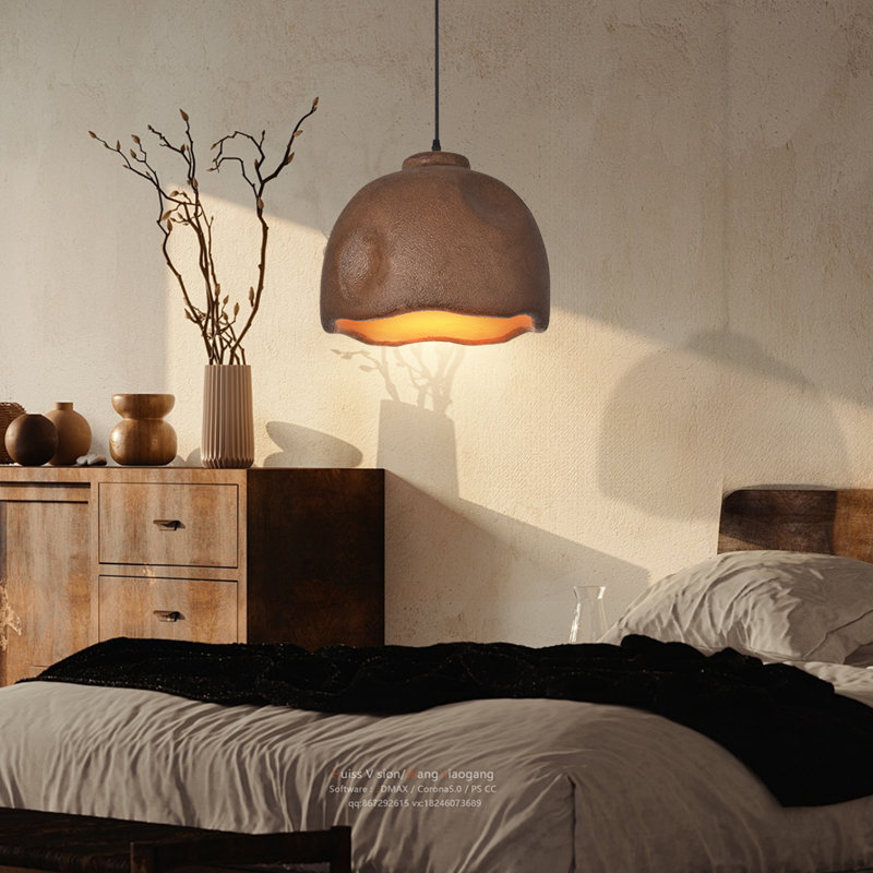 Luminaire suspendu moderne 1 lumière brun Wabi-Sabi, H 24,17 po x l 17,71 po