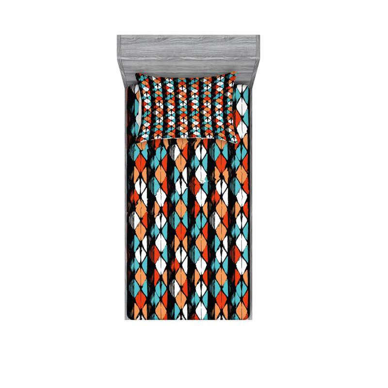 Microfiber Ikat Sheet Set, Twin Sheet Set with Fitted Sheet