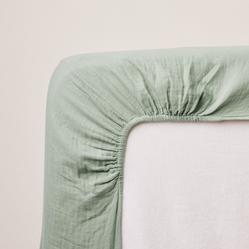 100% Cotton Fitted Sheet, European Double (140 x 200 cm), Almond Green