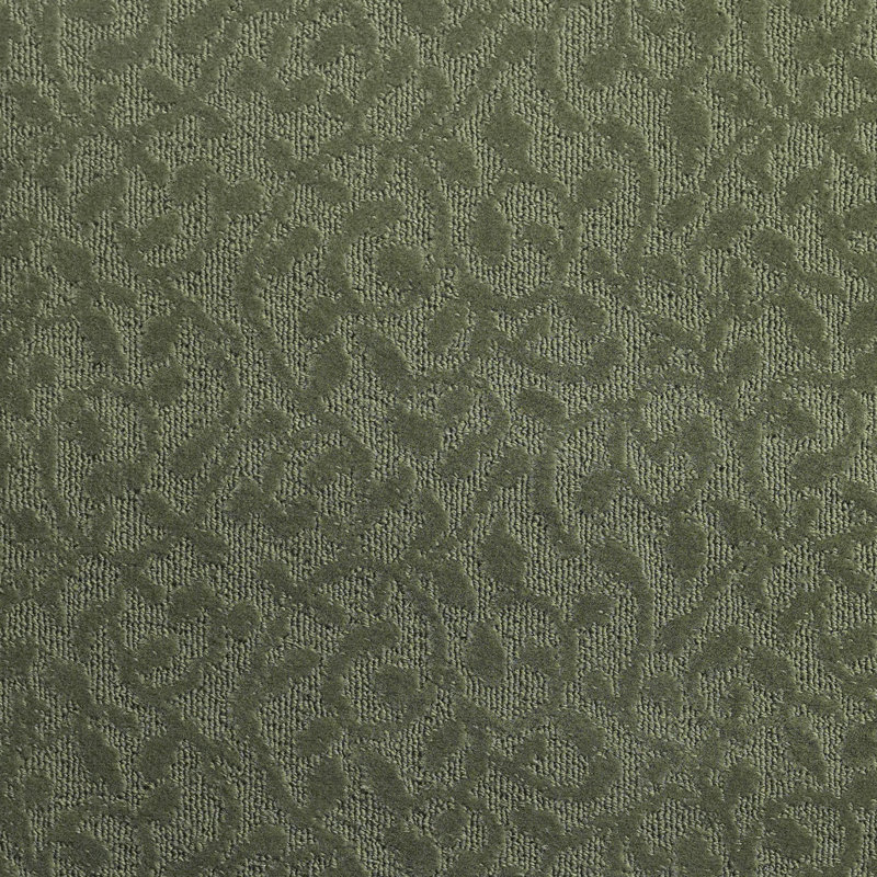 Edith Floral Machine Made Tufted Polypropylene Area Rug in Green, Square 12'