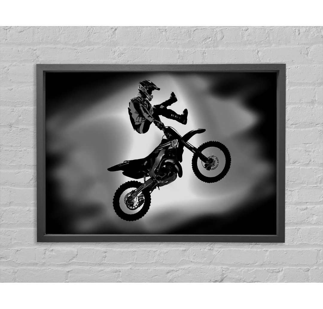 Free Style Motorcross B N W - Einzelner Bilderrahmen Kunstdrucke auf Leinwand