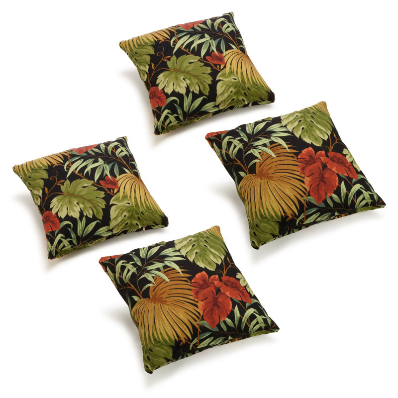 Blazing Needles Indoor/Outdoor Throw Pillow, Tropique Raven