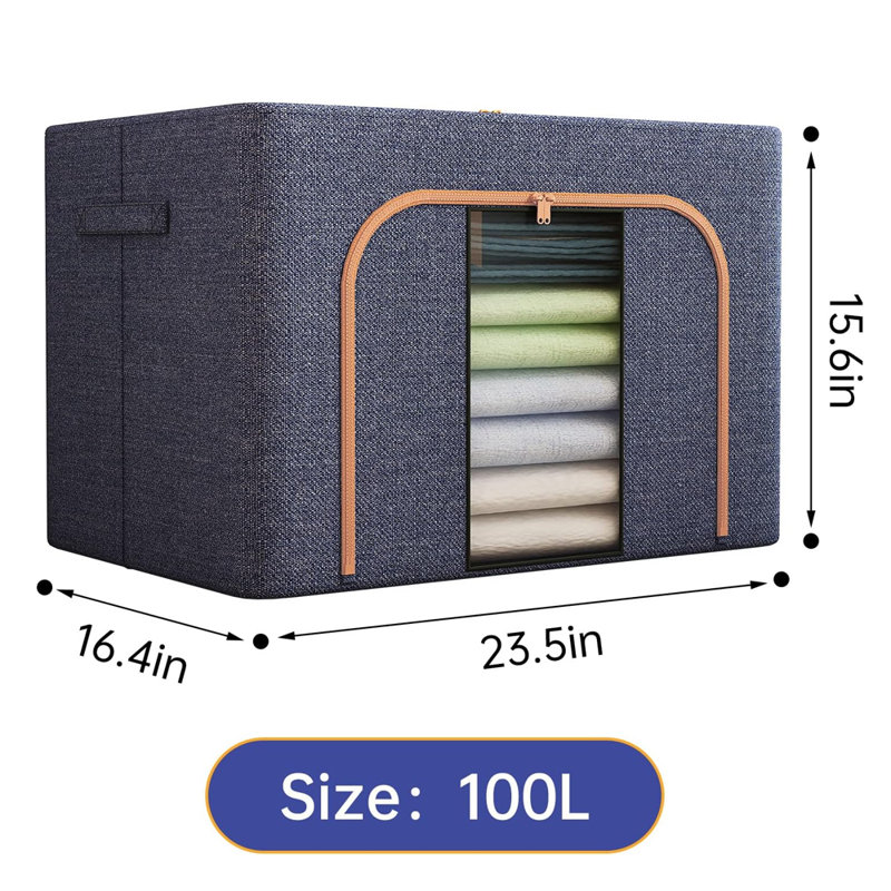 Hokku Designs Fabric Decorative Bin, Navy Blue