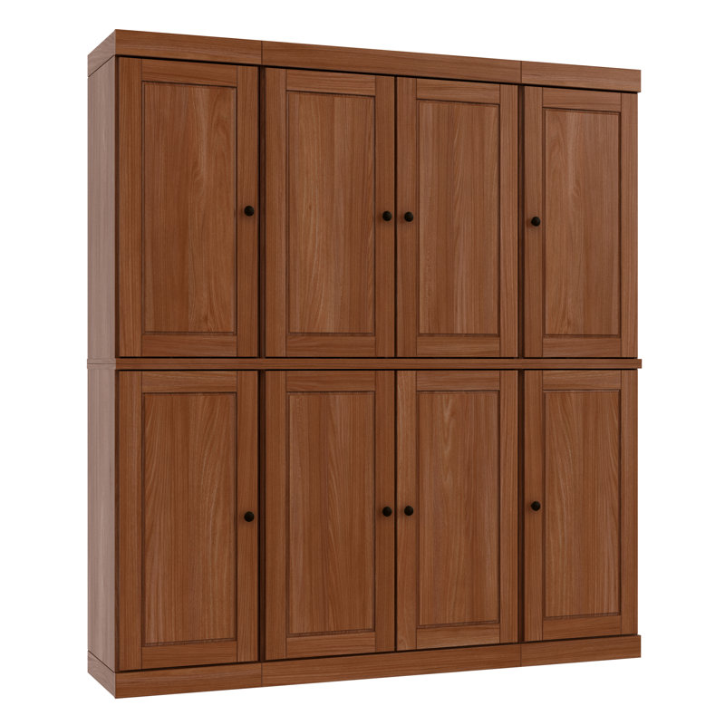 Armoire de cuisine haute Kyrrah 100% en bois massif avec portes et 2 tiroirs, tablettes réglables, armoire de rangement modulaire, l 65 po x H 71,5 po
