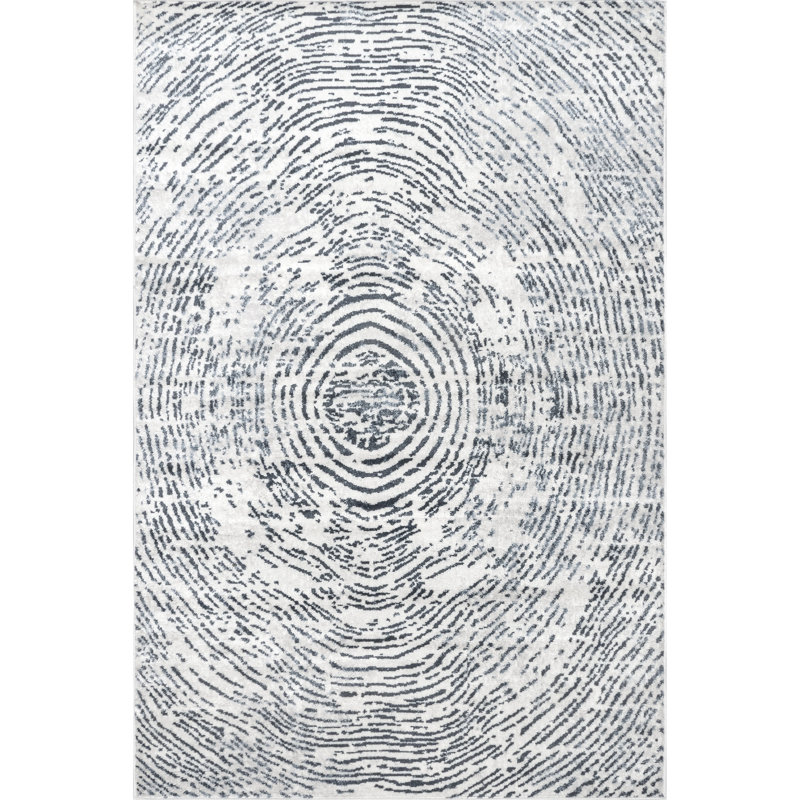 Honiton Abstract Blue Area Rug, Rectangle 4'3" x 6'