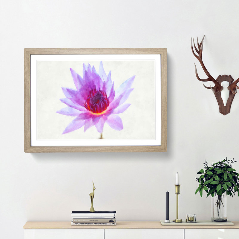 Water Lily - Picture Frame Painting Print, 62cm H x 87cm W x 2cm D, Oak Framed