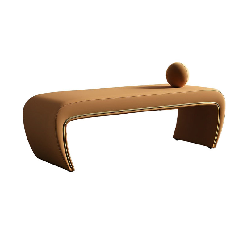 Banc rembourré en cuir Zaakiyah, H 16,14 po x l 59,05 po x P 18,11 po, Orange