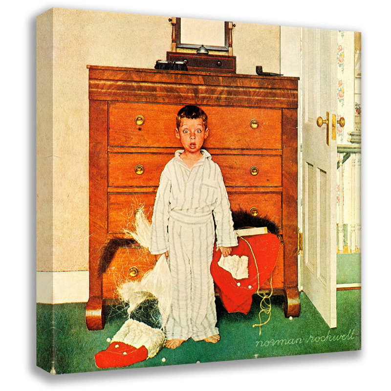 Toile tendue avec tiroir «Santa Christmas» par Norman Rockwell, H 48 po x l 33 po