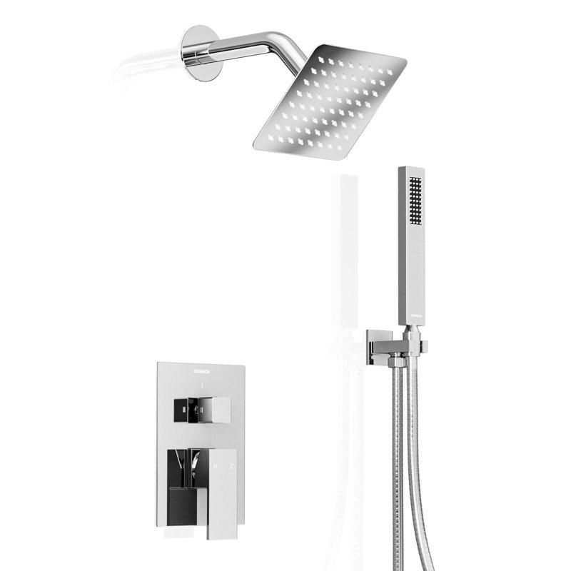 Crozet Pressure Balance Two-Function Shower System with Rain Shower Head and Hand Shower in Polished Chrome(Valve Included)