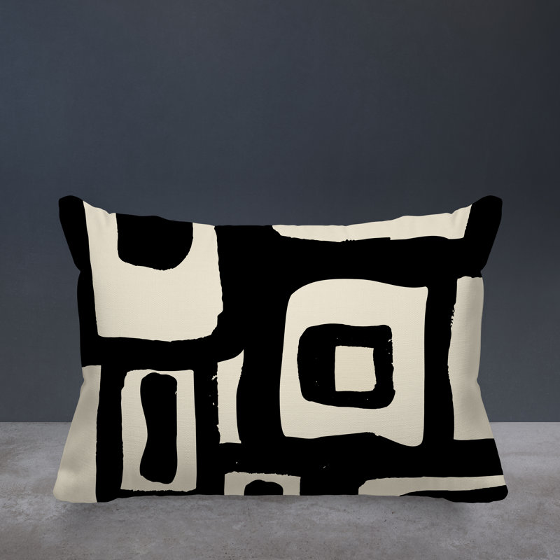 Coussin intérieur / extérieur en polyester filé Solara, Noir, H 18 po x l 25 po