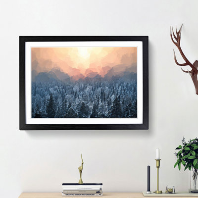 Sun High over Winter a Forest in Abstract - Picture Frame Graphic Art Print