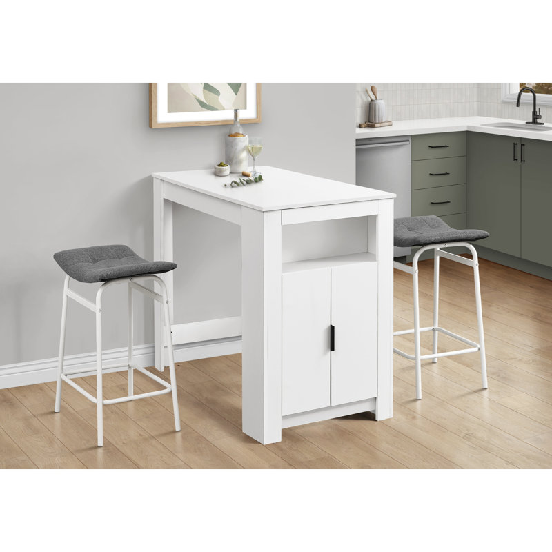Ensemble de tabourets de bar modernes en tissu gris et en métal blanc (2 pièces)