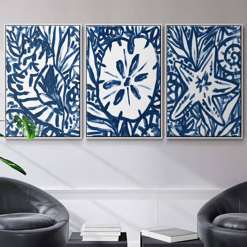 Brushik Beach Batik I 3 pièces, Blanc, H 36 po x l 72 po