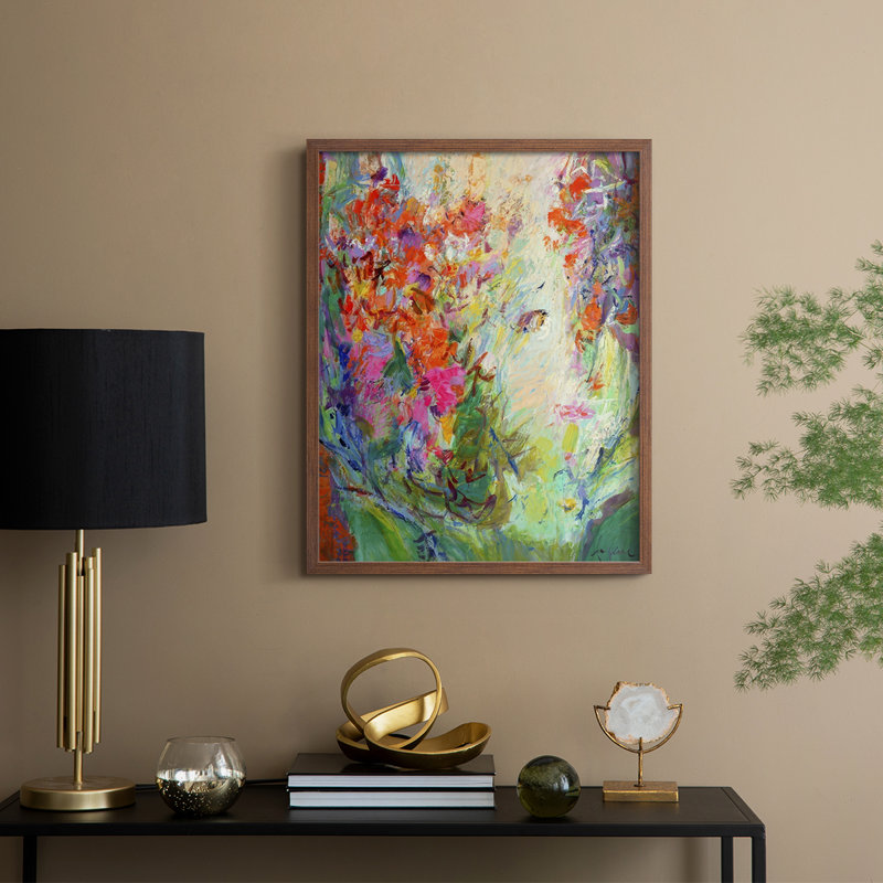 «Bold Flourish II», reproduction encadrée - bois massif, H 15 po x l 12 po, Noyer