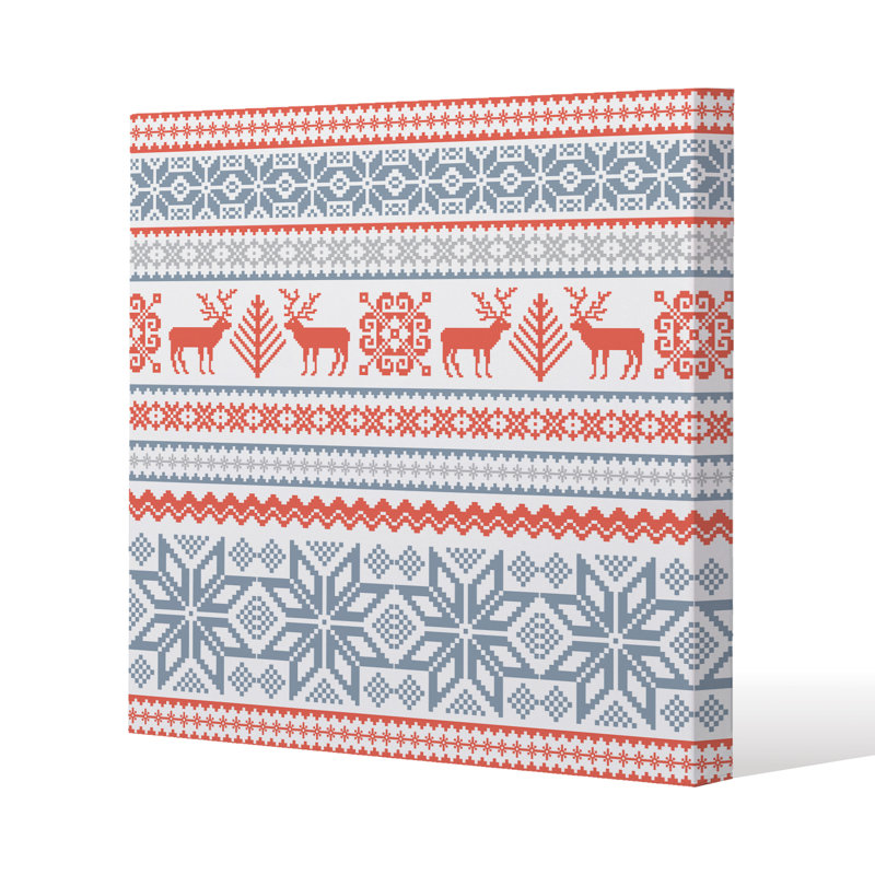Christmas Background With Deer - Wrapped Canvas Print, 101cm H x 101cm W