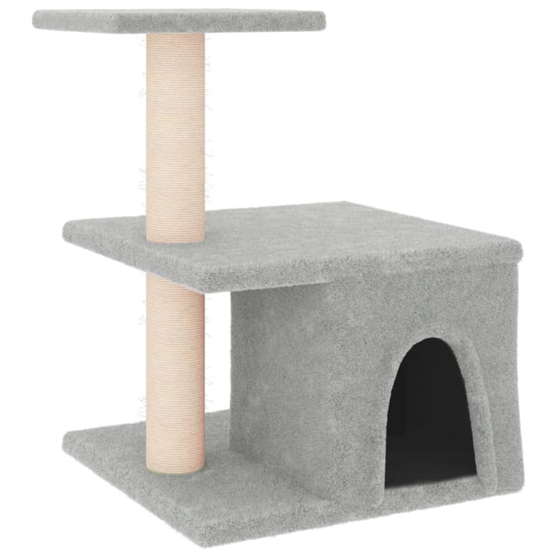 vidaXL Cat Tree Engineered wood, plush, sisal Compact Durable, Light Grey