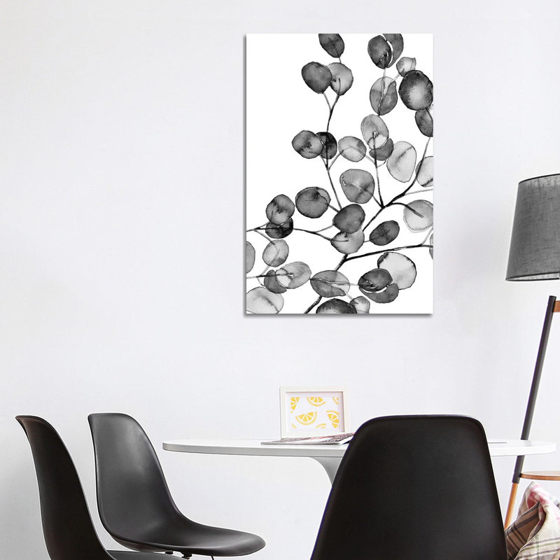 «Eucalyptus Watercolor Black and White» par Monika Strigel, impression sur toile tendue, H 40 po x l 26 po x P 1,5 po