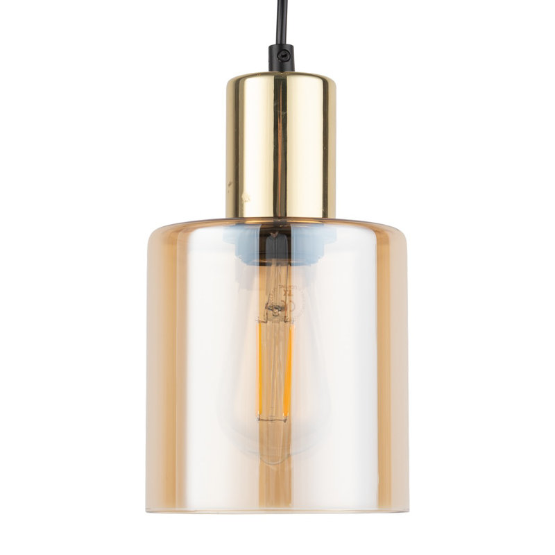 Sierra 1 - Light Stainless Steel Cylinder Pendant, Transparent/Brown